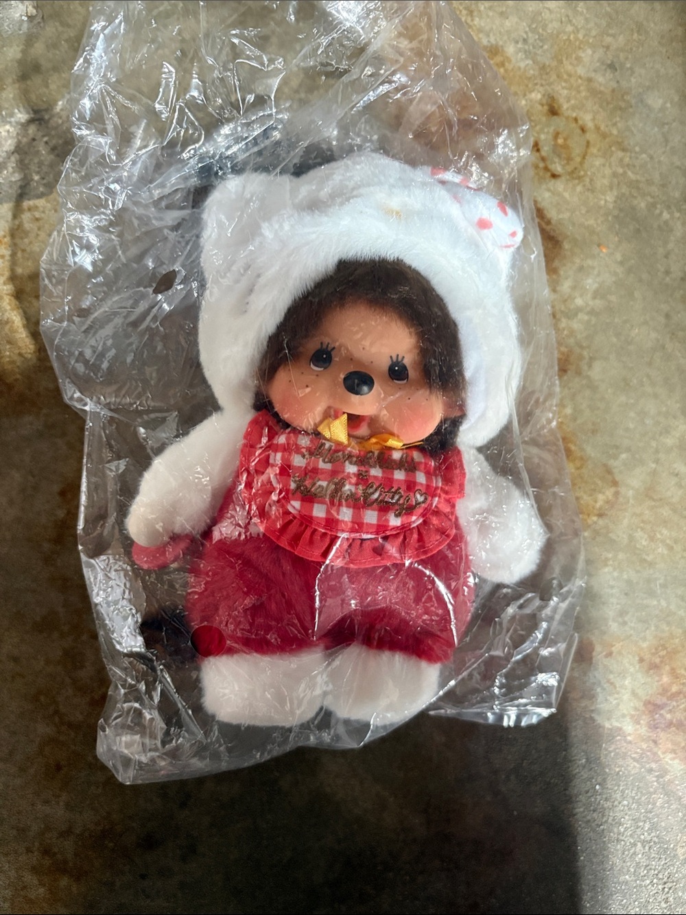 Urban Outfitters White & Red Bear-Eared Plush Doll
